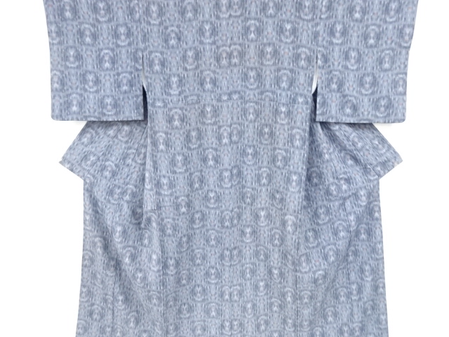大正ロマン　絣市松模様織り出し着物